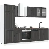 vidaXL 8-delige Keukenkastenset Kalmar bewerkt hout zwart