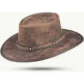 Barmah Leren hoed opvouwbaar Squashy Bronco Cooper bruin maat XL