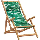 vidaXL Strandstoel inklapbaar bladpatroon eucalyptushout en stof