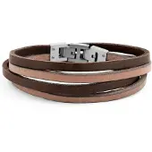 Lucleon Licht- en Donkergekleurde Roy Dubbele Wikkelarmband met Staal
