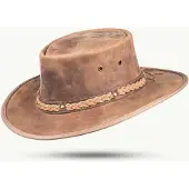 Barmah Leren hoed opvouwbaar Squashy Bronco tan (lichtbruin) maat XL