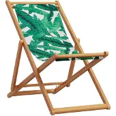 vidaXL Strandstoel inklapbaar bladpatroon eucalyptushout en stof