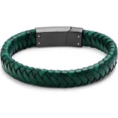 Lucleon Groene Gevlochten Leren Armband