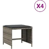 vidaXL Tuinkrukken 4 st met kussens 41x41x36 cm poly rattan grijs