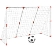 vidaXL Kindervoetbaldoel met ballen 2-in-1 184x64x124 cm wit