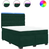 vidaXL Boxspring met matras fluweel donkergroen 140x190 cm