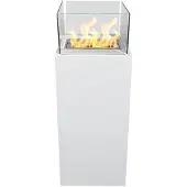DIVINA FIRE Ischia White: Vrijstaande bioethanolkachel, 40x40x115 cm, geschikt voor binnen- en buitengebruik