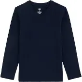 We fashion - Jongens basic T-shirt met V-hals - Regular fit - Donkerblauw - Katoen - Maat: 134/140