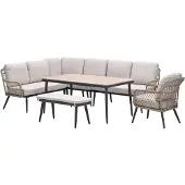 Garden Impressions Kalibo lounge dining set 7-delig links - desert sand