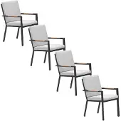 Garden Impressions Kasper tuinstoel stapelbaar donker grijs - 4 stuks
