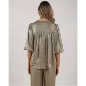 NUKUS Dames Blouses Lilly Blouse Shiny - Olijf - Maat S