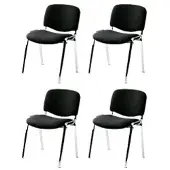 Nowy Styl Bezoekersstoel ISO Plus Stof Zwart Frame Chroom 4 Stuks