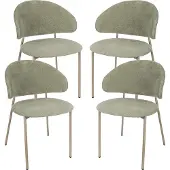 En.casa Eetkamerstoel 'Lipis', set van 4. Beklede stoel met metalen frame, bekleed met textiel, kleur: groen