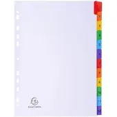 Exacompta 20x Tabbladen karton 160g - versterkte gekleurde tabs + inbdexblad - 12 tabs - A4 - Wit - 1112E