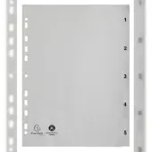Exacompta 20x Tabbladen met bedrukte tabs in PP - 5 tabs - 1 tot 5 - A4 - Grijs - 1705E