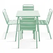 Oviala - Tuinset met tafel en 4 groene salie stoelen - Palavas