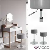 Vicco Design Kruk – 33.5 x 67 cm voor kaptafel Grijs