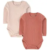 Minymo Body l/ä - Rib - 2er-Pack - Canyon Rose - - 62 - Body L/Ä