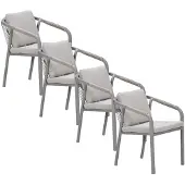 Garden Impressions Milou tuinstoel stapelbaar taupe - 4 stuks