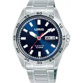 Lorus Watches automatisch zilver heren horloge met blauwe wijzerplaat & roestvrij stalen band