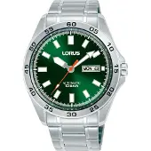 Lorus automatisch zilver heren horloge met groene wijzerplaat & roestvrij stalen band
