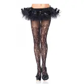 Leg avenue Visnet Panty met bloemmotief - Zwart