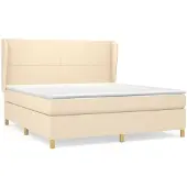 vidaXL Boxspring met matras stof crèmekleurig 180x200 cm