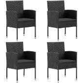 Syfax Tuinstoelen 4 st met zwarte kussens poly rattan zwart