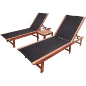 Syfax Ligbedden 2 st met tafel massief acaciahout en textileen