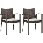 vidaXL Tuinstoelen 2 st met kussens 56,5x57x83 cm poly rattan bruin
