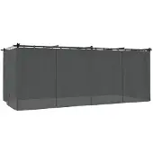 Syfax Prieel met gordijnen 6x3 m staal antracietkleurig