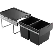 Hailo Tandem RB voluittrek afvalsysteem vanaf kastbreedte 40cm donker grijs 36 liter (2x18)