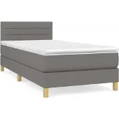 vidaXL Boxspring met matras stof donkergrijs 100x200 cm