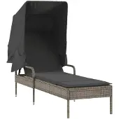 Syfax Ligbed met luifel poly rattan grijs