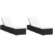 Syfax Ligbedden met kussens 2 st poly rattan zwart