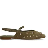 Manfield Groene suède slingbacks met zilveren studs | Maat 40