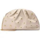 Manfield Beige clutch met gouden studs | Maat Onesize