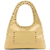 Manfield Gele handtas met zilveren studs | Maat Onesize