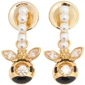 Swarovski Oorbellen goud / zwart / wit