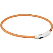 Trixie - Halsband Hond - Flash Lichthalsband - USB - TPU/Nylon - Oranje - 65X0.7 cm