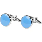 Suitable Manchetknoop Rond Blauw NR92 - | Lichtblauw | Maat one size