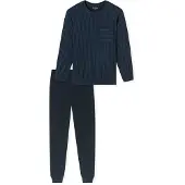 Schiesser Pyjama lang ' Comfort Essentials ' donkerblauw