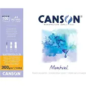 Canson Montval 300gsm aquarel oefenpapier blok inclusief 100 vellen formaat: A3 natuurlijk wit en koudgeperst (niet)