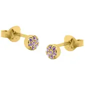 Karma Oorbellen Zirconia Lavender Disc | Goud