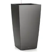 Lechuza CUBICO PREMIUM 22 - Plantenbak - met uitneembare binnenbak - met bewateringssysteem - ALL-IN-ONE set met LECHUZA-PON - antraciet metallic
