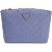 GUESS cosmetische tas Wilder Top Zip Cosmetic Bag Grey Blue Logo blauwgrijs