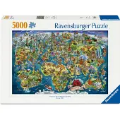 Ravensburger – Wereldkaart met Bezienswaardigheden – Legpuzzel – 5000 Stukjes