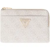 GUESS kaarthoes sleutelgeval Laurel II SLG Key Ring Pouch Bone Logo crème