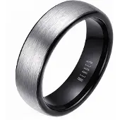 Mendes Wolfraam ring geborsteld zilver met Zwart-19mm
