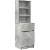 vidaXL Nachtkastje 39x35x125 cm bewerkt hout betongrijs